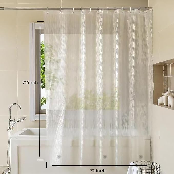 Shower Curtain Liner, 100% Waterproof Eva Shower Curtains with 3 Duty Heavy Bottom Magnets and 12 Rust Proof Grommets, 72x72 Weighted Shower Liner for Shower Stall, Bathtubs