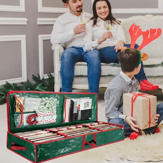 Storage Bags Christmas Storage Rack Spacious Under Bed Holiday Wrapping Paper Container Perfect for Wrapping Ribbons Bows Wrapping Etc
