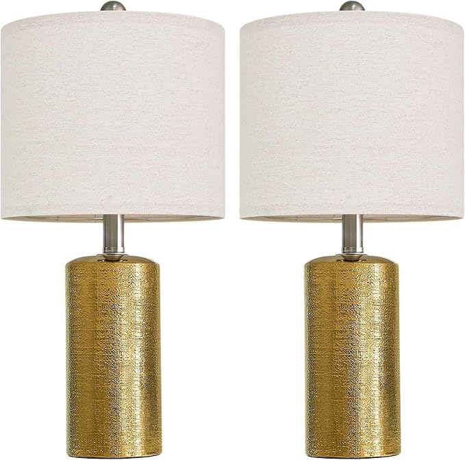 G-SAFAVA 20.5" Small Table Lamps for Living Room Lamp Set of 2 Ceramic Lamps for Bedroom Bedside Lamps Modern Boho Lamps for Night Stands Farmhouse Nightstand Lamp Side End Table Lamp, Gold