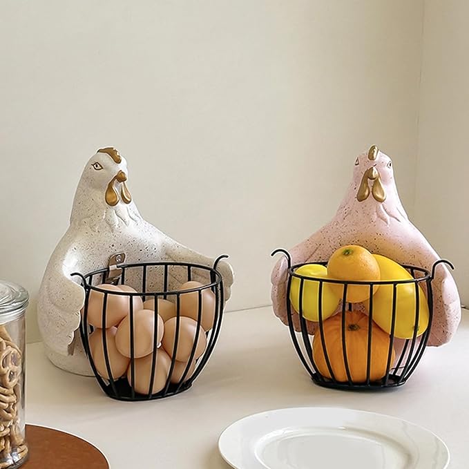 Bucolic Hugging Chicken Storage Basket Iron Frame Glues Multipurpose Organizers for Wedding Party Home Decors