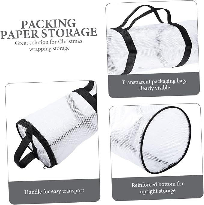 TOVINANNA Christmas Wrapping Paper Storage Organizer Transparent Container Zippered Top for under Bed Closet Wrap Holder for Holiday Decorations and Accessories