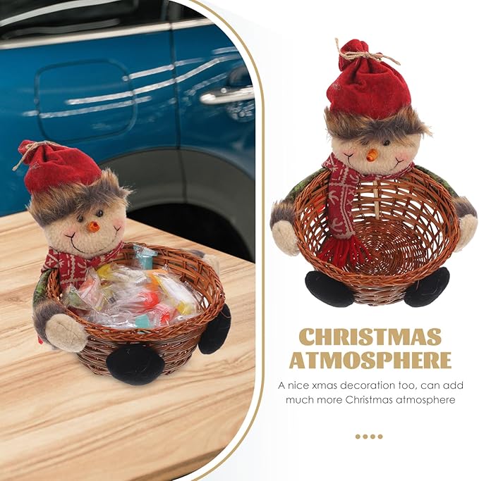 Outanaya Christmas Balls Ornaments Snowman Decor Candy Storage Basket Xmas Party Holder Random Style