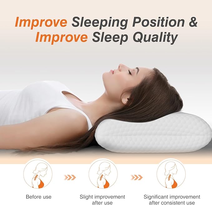DUMOS Memory Foam Pillows for Sleeping 2 Pack, Bed Pillows for Adults with Washable Cover and Breathable Mesh, Gel Cooling Pillow for Back and Side Sleeper Support, White
