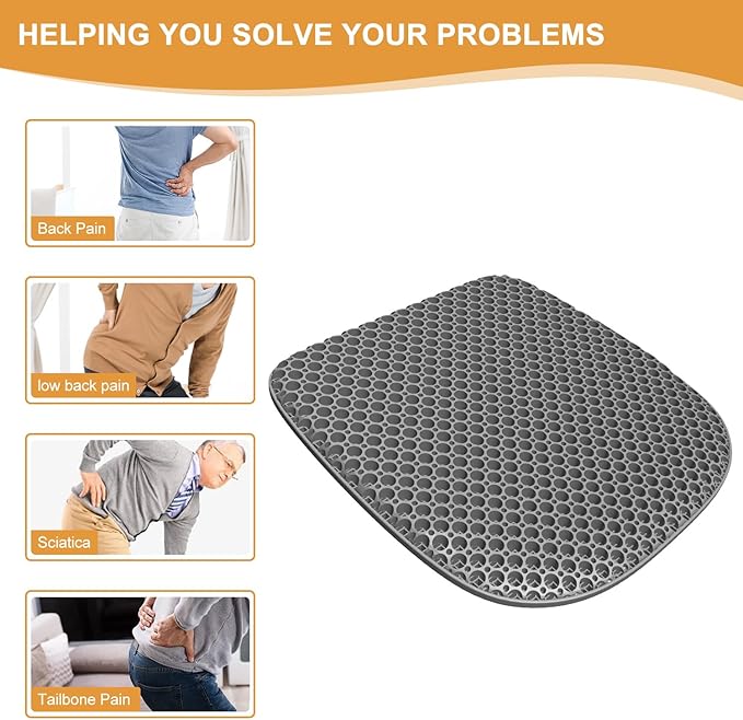 EVEME Large Gel Seat Cushion for Long Sitting with Non-Slip Cover,Soft & Breathable,Seat Cushion for Chair,Car,Office,Desk Chair,Wheelchair