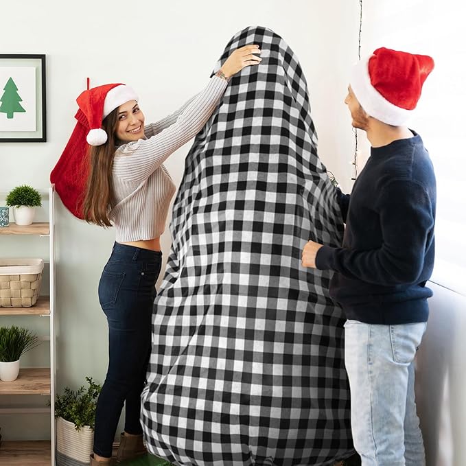 Yeshone 2 Pieces Large Christmas Tree Storage Bag with Drawstring for 7.5 Ft Trees Christmas Trees Covers for Upright Dust Proof Storage Containers(Plaid)