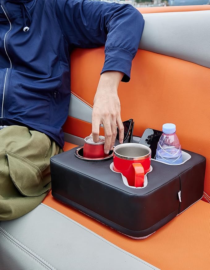 KEMIMOTO Couch Cup Holder Couch Tray Sofa Cup Holder PU Leather Anti-Slip & Spill-Proof Bed Caddy Organizer Sofa Tray for Drinks, Snacks, Remotes, Cell Phones