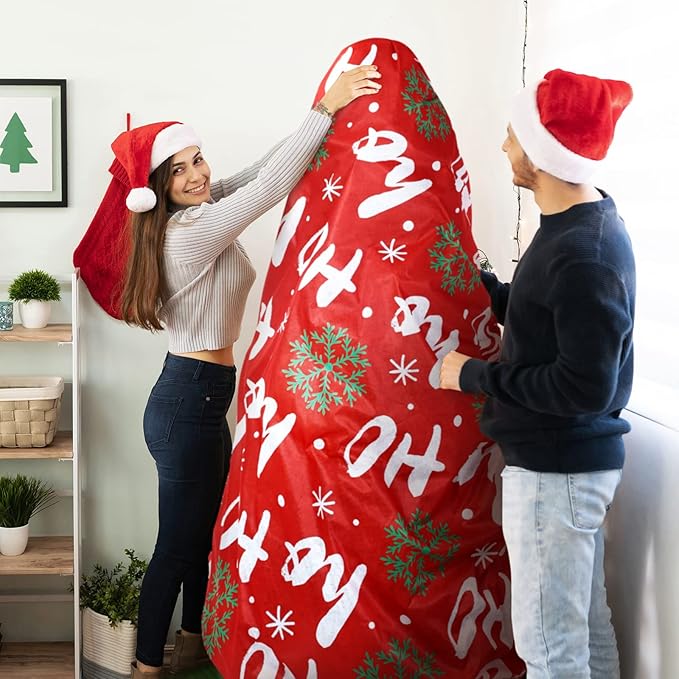 Yeshone 2 Pieces Large Christmas Tree Storage Bag with Drawstring for 7.5 Ft Trees Christmas Trees Covers for Upright Dust Proof Storage Containers (Snowflake)