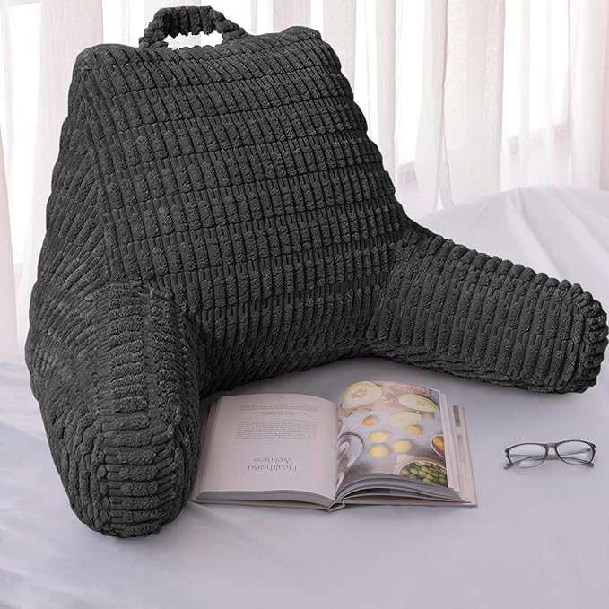Reading Pillows for Sitting in Bed Adult, Back Rest Pillow for Sitting Up in Bed and Couch, Back Support Chair Pillow Support for Adult Backrest Pillows for Reading (Black 21 Inch)