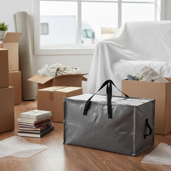 Shappy 6 Pcs Extra Large Storage Bags Jumbo Moving Bags Christmas Ornaments Container Heavy Duty Organizer Storage Bag with Zippers(Grey,30 x 16", 24 x 16", 20 x 16")