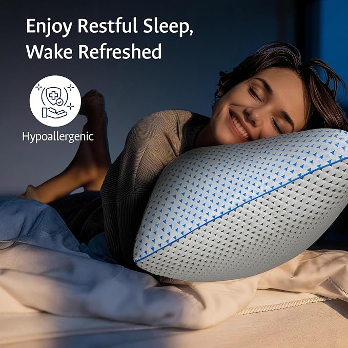 Cooling Pillows King Size Set of 2 for Sleeping, Adjustable Shredded Gel Memory Foam Cool Pillows 2 Pack for Side, Back, Hot Sleeper, Mid-Firm for Neck Pain Relief,Washable Removable Cover,CertiPUR-US