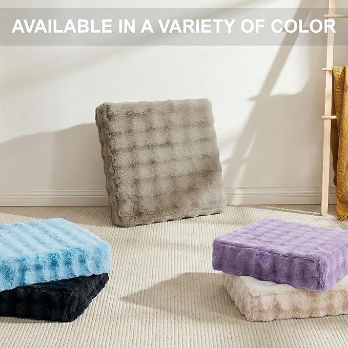 JKMAX 22 inches Floor Pillow for Adults - Large Meditation Cushion with Thick Foam & Soft Tufted Cover - Premium Outdoor Square Floor Cushion Seat - Yoga Pillows for Sitting On Floor - Light Taupe