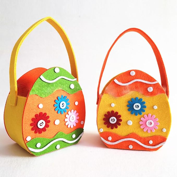 Felt Basket For Kids And Family Holiday Decoration Bag With Carrying Handle Candy Bucket Easters Accessories