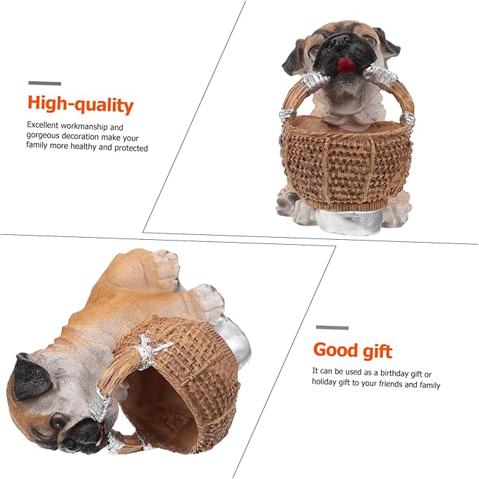 ABOOFAN 1Pc Creative Puppy Adornment Resin Keys Holder Basket for Desktop Organization Storage Container for Home and Entryway Unique Dog Statue Design