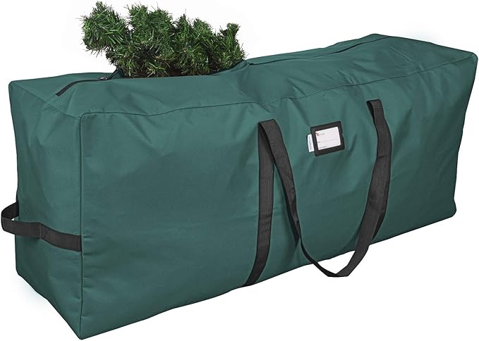 Primode Heavy Duty Christmas Tree Storage Bag | Fits Up to 9 Ft. Tall Disassembled Tree | 25" Height X 20" Wide X 65" Long | Durable 600D Oxford Material | Heavy Duty Xmas Storage Container (Green)