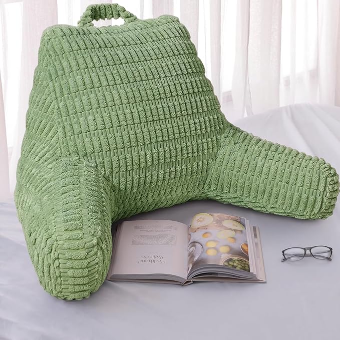 Reading Pillows for Sitting in Bed Adult, Back Rest Pillow for Sitting Up in Bed and Couch, Back Support Chair Pillow Support for Adult Backrest Pillows for Reading (Sage Green 21 Inch)