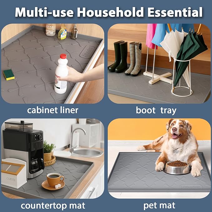 SIKADEER 40" x 19" Under Sink Mat Waterproof, Silicone Mat Kitchen Drawer Shelf and Cabinet Liner, Sink Protector for Kitchen Organizers and Storage, Boot Tray Pet Food Mats