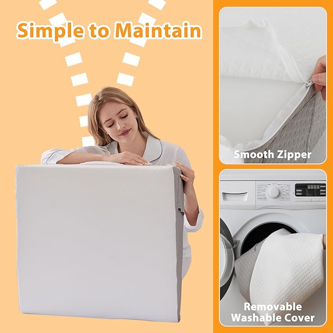 Ruqmuis Wedge Pillow for Acid Reflux, Bed Wedge Pillow for Headboard 10", Pillow Wedge for Back Pain Relief, Post Surgery, Elevated Pillows for Sleeping, Snoring, Triangle Pillow with Cover, White