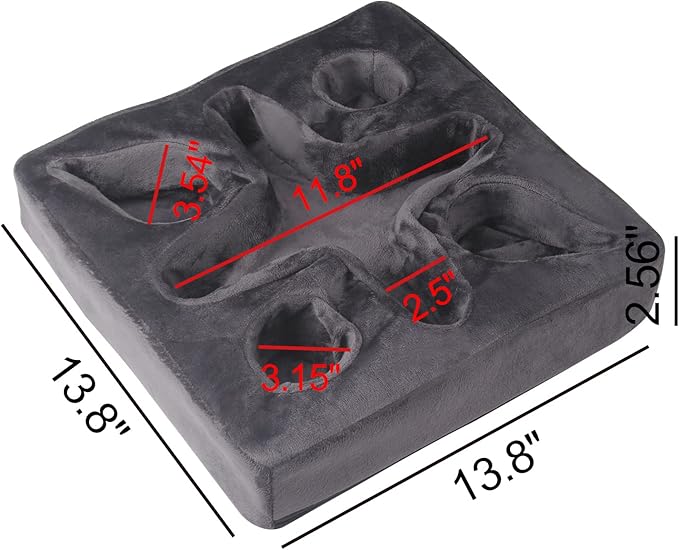 Couch and Bed Cup Holder Pillow, Sofa Refreshment Tray for Drinks/Remote Control/Snacks Holder (Gray)