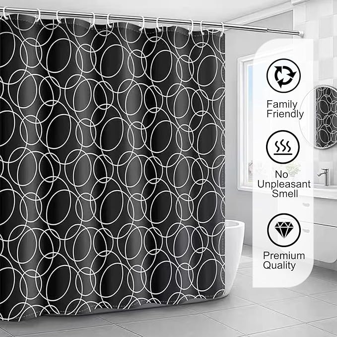 LLSCL Fabric Shower Curtain Liner with Magnets, Waterproof Hotel Quality, 72 x 72 Machine Washable