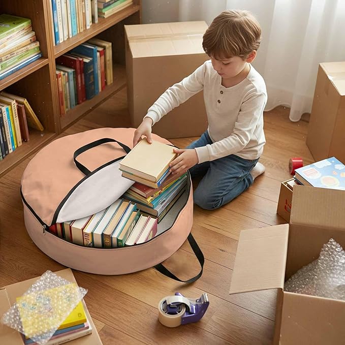 30 Inch Round Storage Bag 1 Pack,Peach Pink Watercolor Waterproof Wreath Storage Container with Handles&Zipper Solid Color Closet Organizer Bags Garland Box