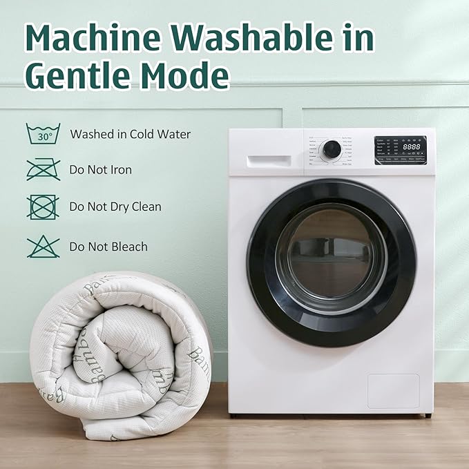 DOWNCOOL Memory Foam Mattress Topper King, Cooling Pillow Top Mattress Pad with Viscose Derived from Bamboo, Back Pain Relief, Deep Pocket Fits 8–21 Inch
