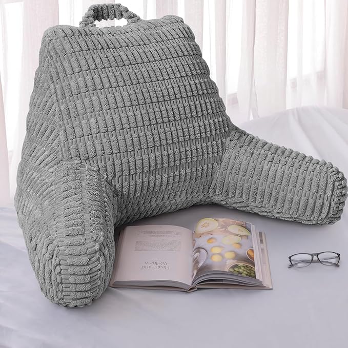 Reading Pillows for Sitting in Bed Adult, Back Rest Pillow for Sitting Up in Bed and Couch, Back Support Chair Pillow Support for Adult Backrest Pillows for Reading (Dark Grey 21 Inch)