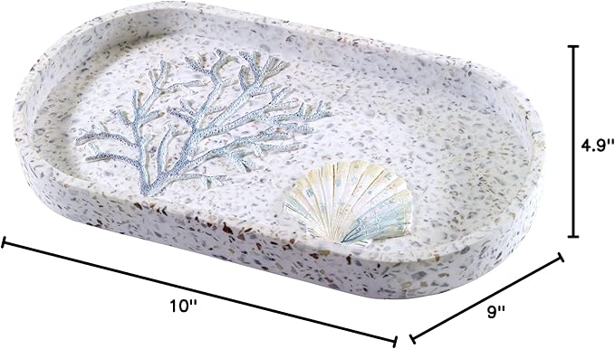 Avanti Linens - Vanity Tray, Guest Bathroom Essentials, Sea Inspired Decor (Coastal Terrazo Collection)