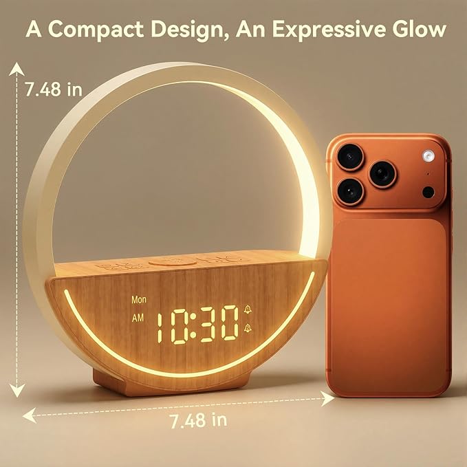 Vivilumens Wake Up Light Sunrise Alarm Clock - White Noise Sound Machine with 20 Soothing Sounds Sleep Better, Weekdays/Weekends Dual Alarms, Bedroom Bedside Lamp, Gift for Heavy Sleepers
