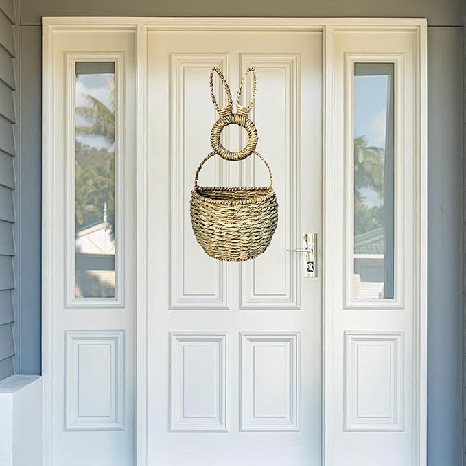 Decorative Rattan Rabbits Wall Mount Basket From Rattan Materials Fit Various Room Styles Natural Flexible Basket