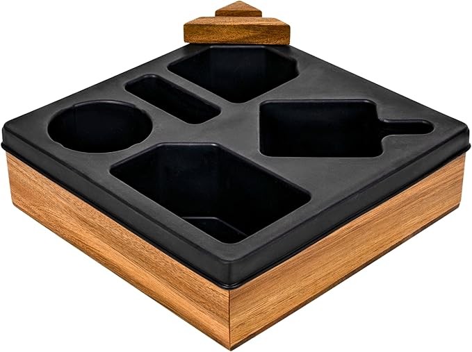 Silicone Couch Cup Holder Tray – Handy Silicone Acacia Couch Caddy with Cup Holder & Phone Stand – Waterproof Anti-Spill Snack & Bed Caddy Organizer Sofa Tray for Drinks, Snacks, & Remotes (Black)