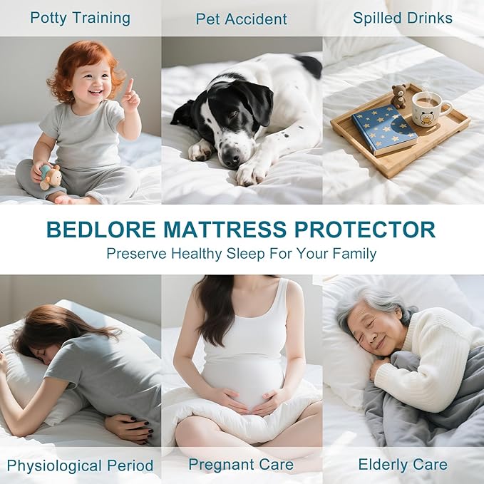 GOPOONY Waterproof Mattress Protector California King Size - Breathable, Noiseless, Ultra-Soft Bed Cover, Mattress Pad Cover with Deep Stretchable Pockets 8"-21" (Gray)