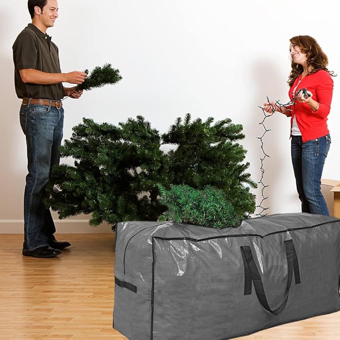 ProPik Artificial Tree Storage Bag | Fits Up to 7 ft. Tall Disassembled Tree | 45" x 15" x 20" Holiday Tree Storage Case | Perfect Xmas Storage Container with Sleek Zipper and Handles (Gray)