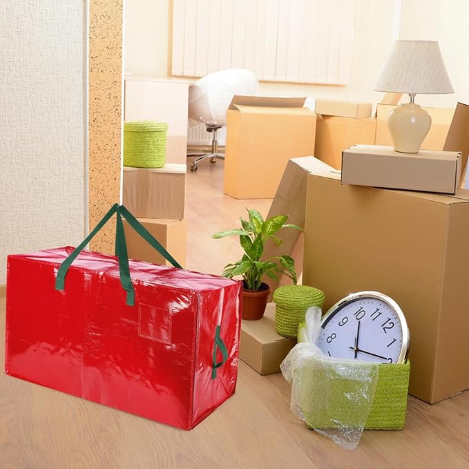 Shappy 6 Pcs Extra Large Storage Bags Jumbo Moving Bags Christmas Ornaments Container Heavy Duty Organizer Storage Bag with Zippers(Red,30 x 16", 24 x 16", 20 x 16")