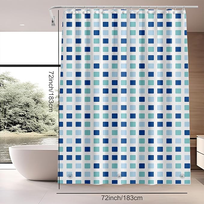 TIKABC Shower Curtain Liner, 4G PEVA Shower Liner, Plastic Peva Waterproof Shower Curtains, 72x72 inch with Grommet Holes 3 Magnetic Weights