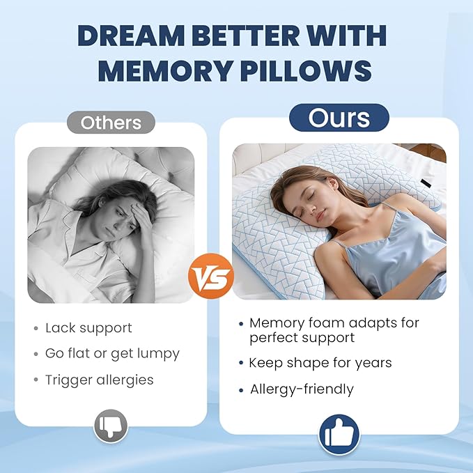 A-Pce Adjustable Pillow, King Size Set of 2 Bed Pillows for Sleeping, Luxury Shredded Memory Foam Pillows, Cooling Pillow for Side, Back, Stomach Sleepers, Firm Pillow for Hot Sleepers Neck Support