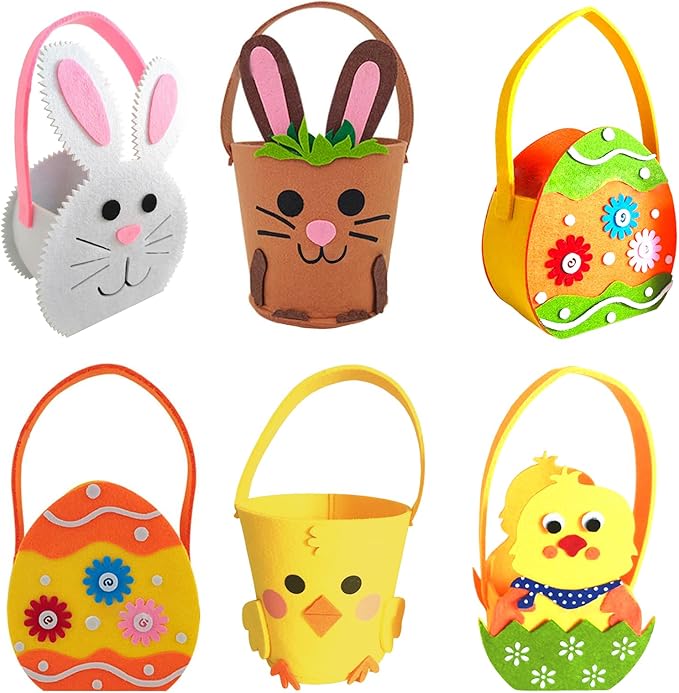 Felt Basket For Kids And Family Holiday Decoration Bag With Carrying Handle Candy Bucket Easters Accessories