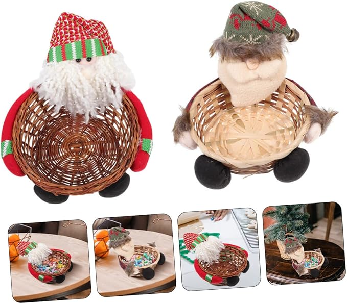 2pcs Christmas Storage Baskets Woven Decorative Baskets for Home Desktop Adornment Multi-Functional Xmas Candy for Retail Office and More Eye-catching Design Versatile Use