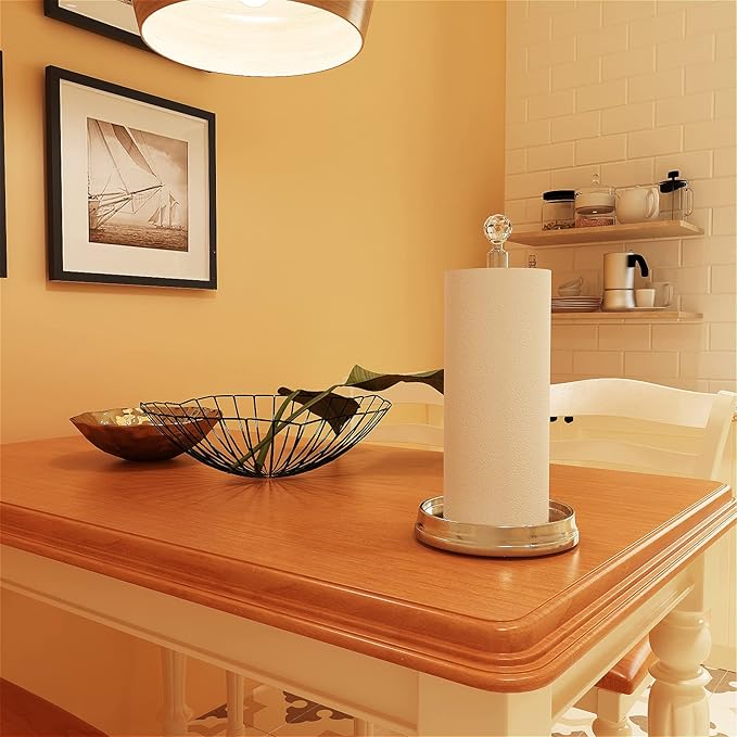 KASUNTO Paper Towel Holder with Crystal Ball - Steel Countertop Stand, Fits Standard & Jumbo Rolls, Brushed Nickel