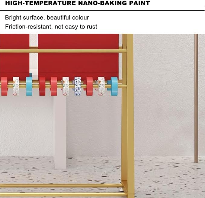 Double-Sided Wrapping Paper Ribbon Rack, Flower Wrapping Paper Storage Rack, Scarf Shelf, Floor Rack with Removable Crossbar, Suitable for Florists, boutiques(White,70 * 170cm/27.5 * 67in)