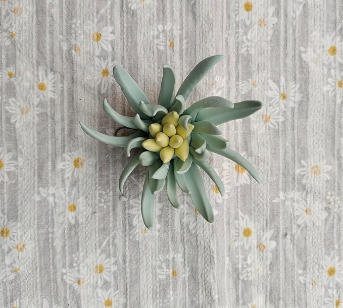 Yimi Flower, 2.76" 3D Handmade Porcelain Flower Wall Art Decor, 3D Ceramic Flower Wall Decor, Home Office Decor, Unique Gift for Home Office Decor,Girls (Light Green)