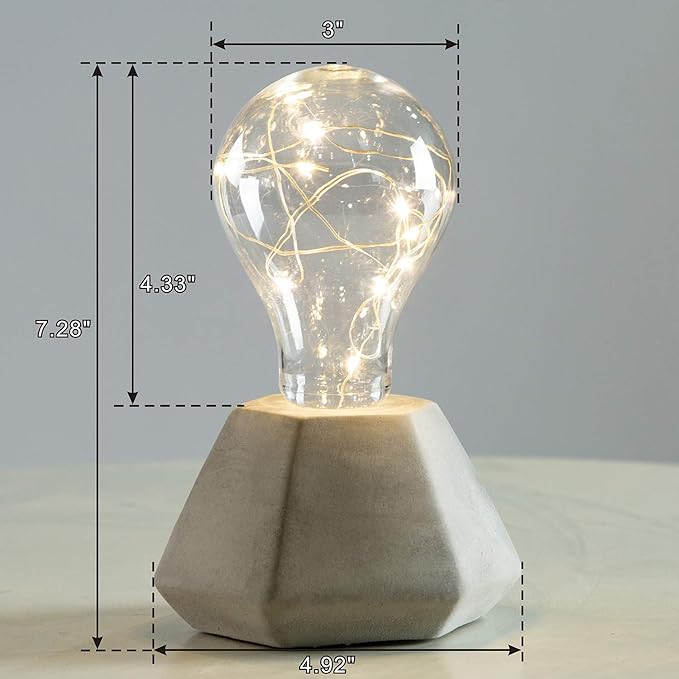 walsport Table Lamp Edison Bulb Night Lights, School Supplies Room Decor Concrete Cement Grey Base Nightstand Bedside Lamp, Industrial Minimal Style for Cafe Shop Home Decor Christmas Birthday Gift