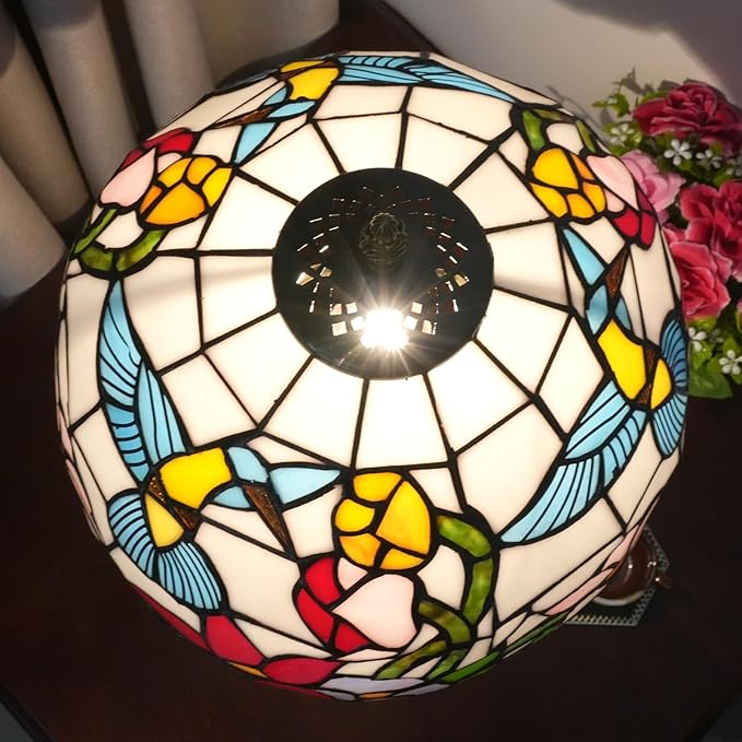 Tiffany Lamp Hummingbird Stained Glass Table Lamp 12X12X18 Inches Hummingbird Style Desk Reading Light Decor Beside Bedroom Living Room Home Festival Birthday Gift