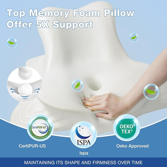 Ciavca Reading Pillow for Bed Adult Rest, Ergonomic Memory Foam Bed Reading Pillow Back Support, Headboard Wedge Pillows for Sitting Up, Chin & Prone Pillows for Watching TV/Couch/Sleeping/Floor