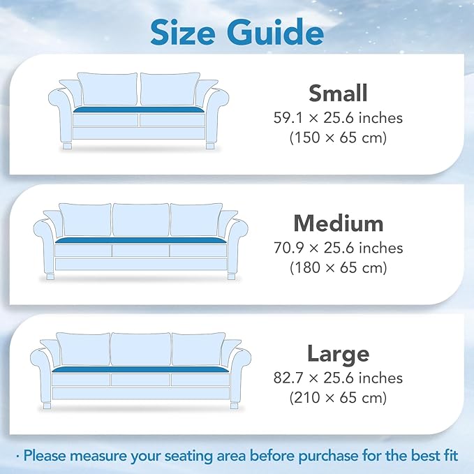 Non Slip Cooling Couch Cover for Seat, Pet Friendly Couch Protector for Dogs&Pets,Breathable Sofa Cushion Cover for 2β3 Seater Couches,Soft Washable Sofa Pad for Leather&Fabric Sofas,Blue,25.6"Γ82.7"