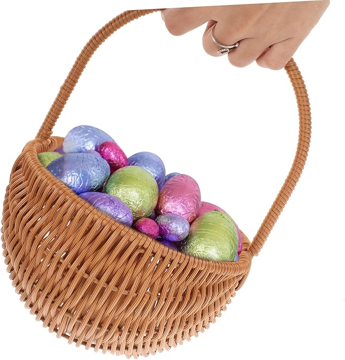Luxshiny Rectangular Woven Mini Easter Basket for Storage and Decoration Party Storage Holder Handle for Eggs Candies and Items