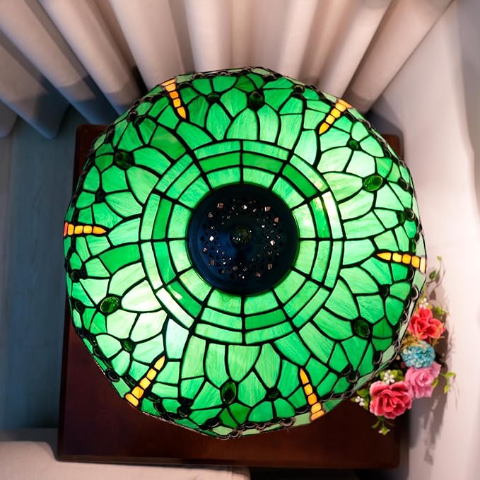 Tiffany Lamp Green Dragonfly Stained Glass Table Lamp 16X16X23 Inches Green Dragonfly Style Desk Reading Light Decor Beside Bedroom Living Room Home Festival Birthday Gift
