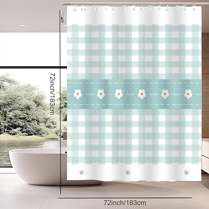 TIKABC Shower Curtain Liner, 4G PEVA Shower Liner, Plastic Peva Waterproof Shower Curtains, 72x72 inch with Grommet Holes 3 Magnetic Weights