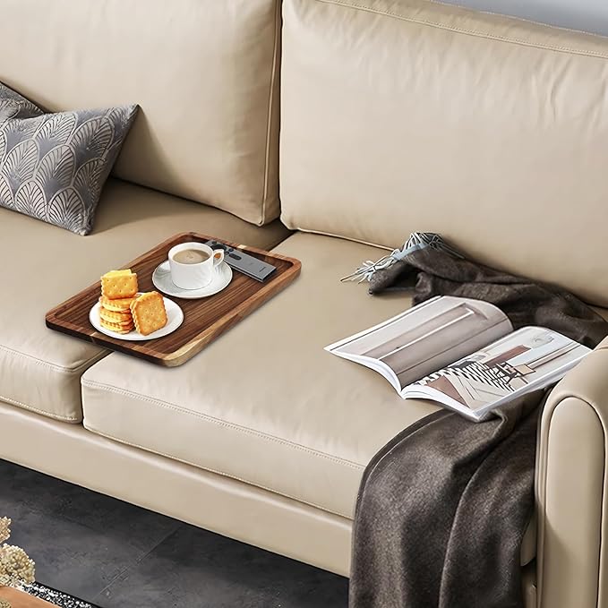 2PCS Sofa Tray, Solid Wood Tray Table Foldable, Couch Desk No Odor for Drinks Snacks Phone Remote Control (Square-Shaped)