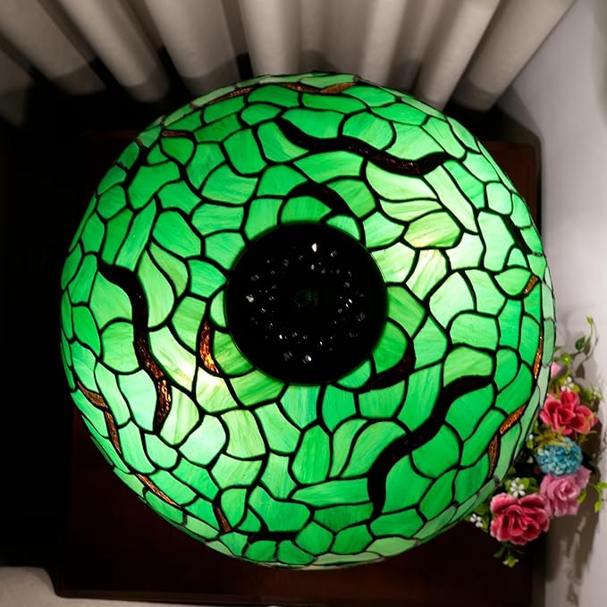 Tiffany Lamp Green Leaf Stained Glass Table Lamp 16X16X23 Inches Green Leaf Style Desk Reading Light Decor Beside Bedroom Living Room Home Festival Birthday Gift