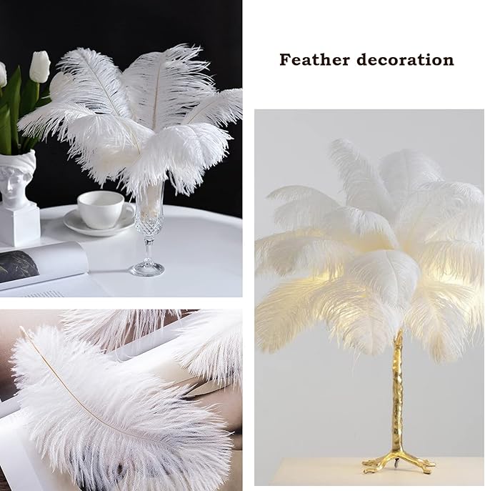 30pcs Yellow Ostrich Feathers Natural Bulk 8-10in(20-25cm) Vase Craft Wedding Home Party Centerpieces Christmas Day Decoration…